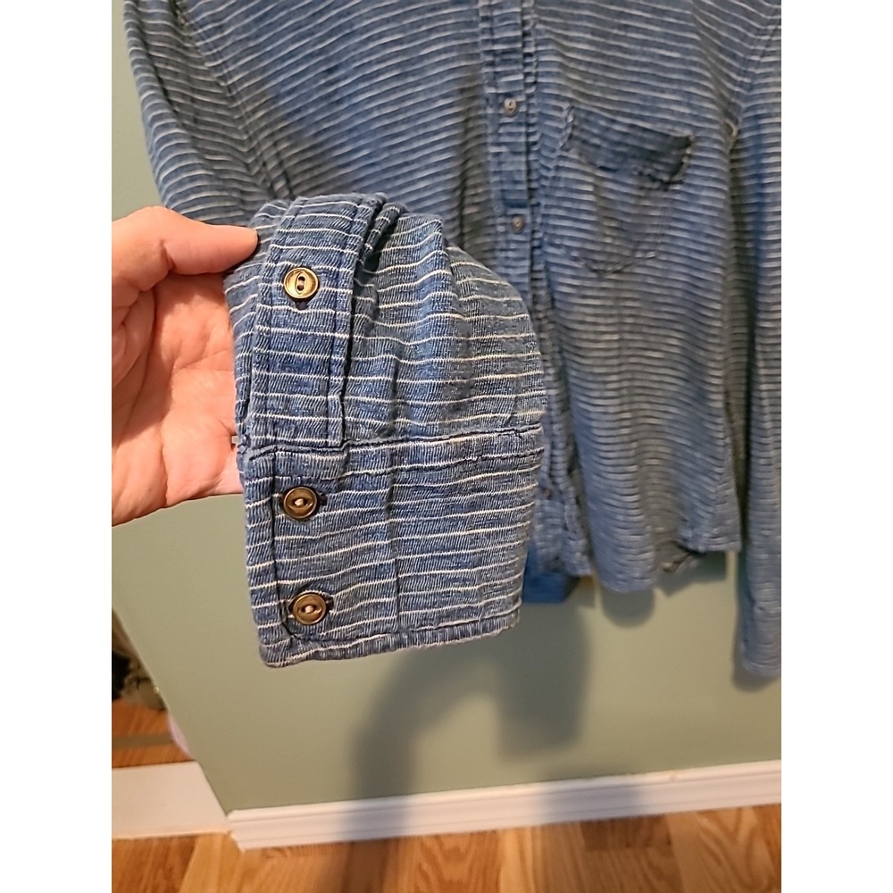 Free People We The Free Ambrose Striped Button Down Blue And White Size XS - Picture 4 of 7